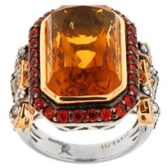 Citrine Red Sapphire Gold and Palladium Ring