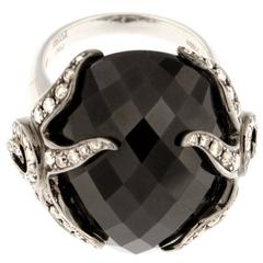 Spectacular Black Spinel Diamond Palladium Ring 7