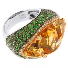 Dazzling Citrine, Tsavorite Garnet and Yellow Diamond Ring 4