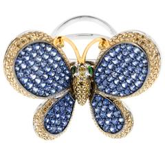 Dazzling Sapphire and Diamond Butterfly Ring 12