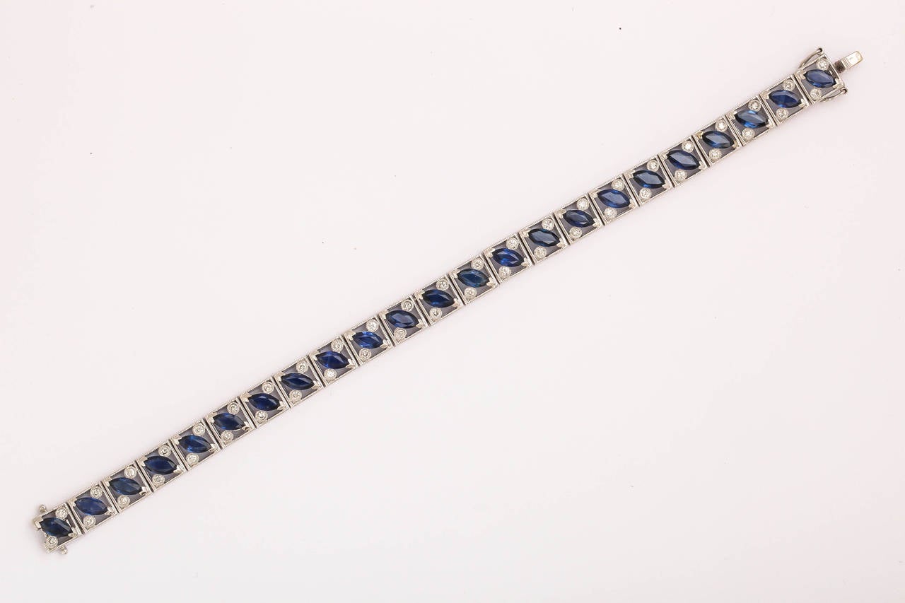 Elegant Sapphire Diamond Gold Line Bracelet For Sale 2