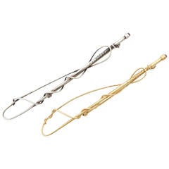 Vintage Gold and Silver Horse Driving Whip Brooches