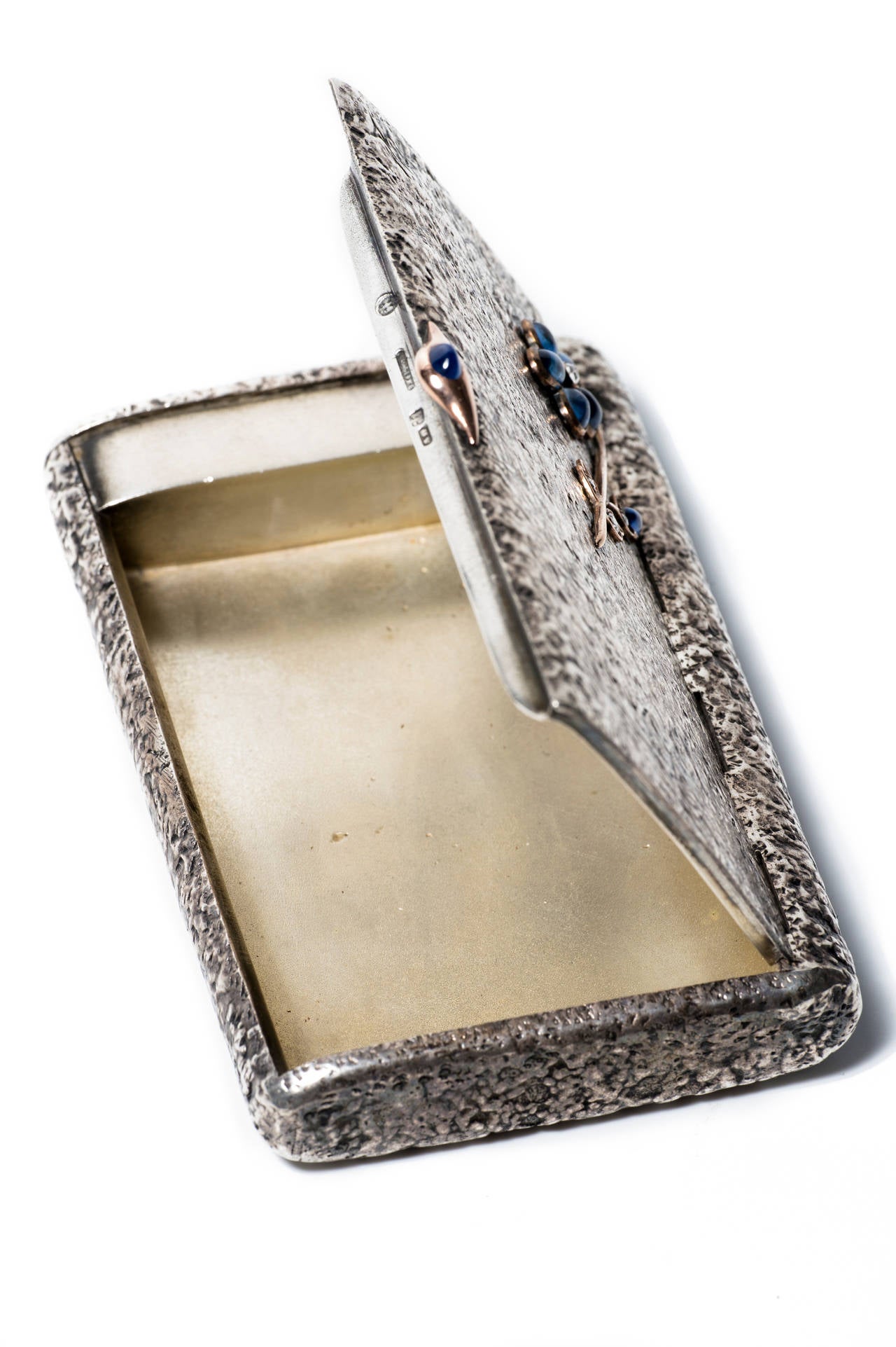 Art Nouveau Faberge Silver Gold Cigarette Case