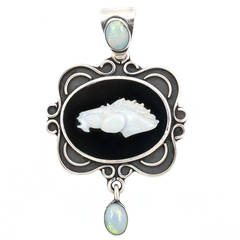 Black Onyx Silver Horsehead Pendant or Necklace