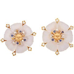 Crystal Diamond Gold Flower Earrings