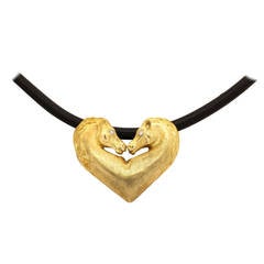 Gold Horse Head Heart Shaped Necklace