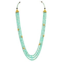 Regal Emerald Bead Gold Necklace Set
