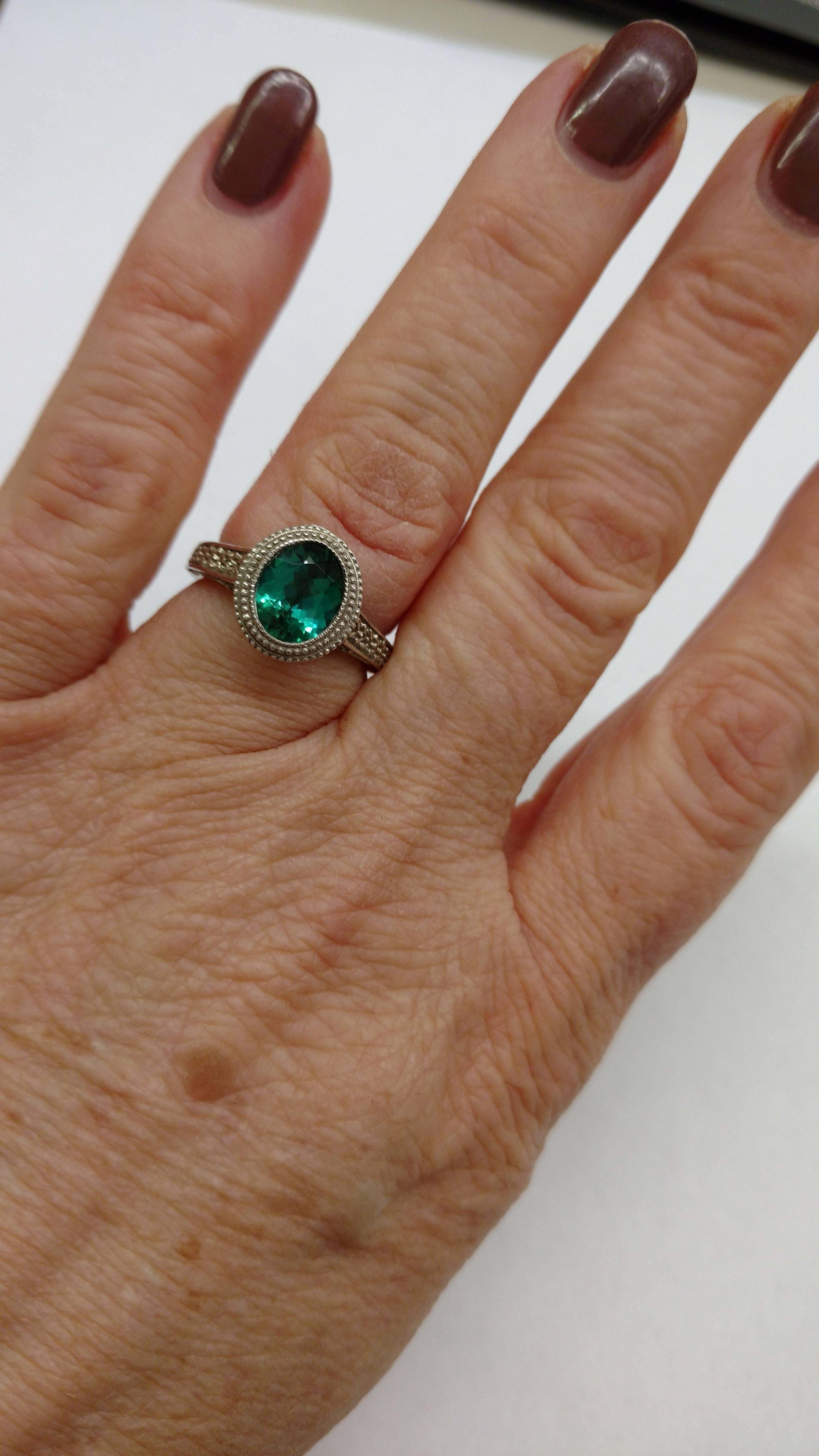 Stunning Blue Green Tourmaline Gold Ring For Sale 2