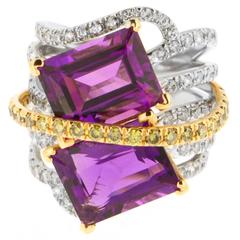 Stunning Amethyst Yellow Diamond Ring 8