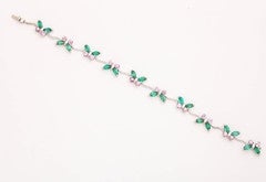 Charming Pink Sapphire Emerald Gold Butterfly Link Bracelet