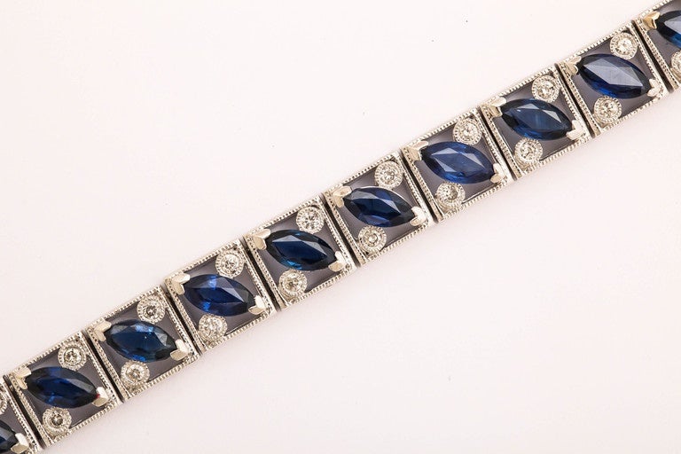 Elegant Sapphire Diamond Gold Line Bracelet In New Condition For Sale In TRYON, NC