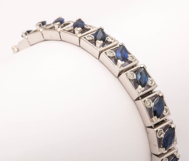 Elegant Sapphire Diamond Gold Line Bracelet For Sale 1
