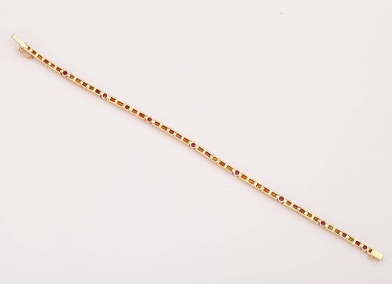 Women's or Men's Orange and Pink Sapphire Line Bracelet For Sale