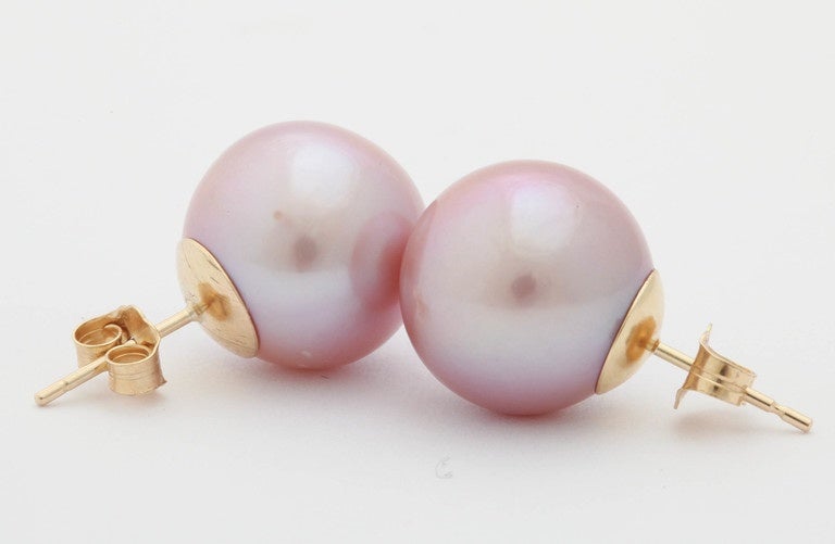 Contemporary Superb Pink Pearl Earring Studs