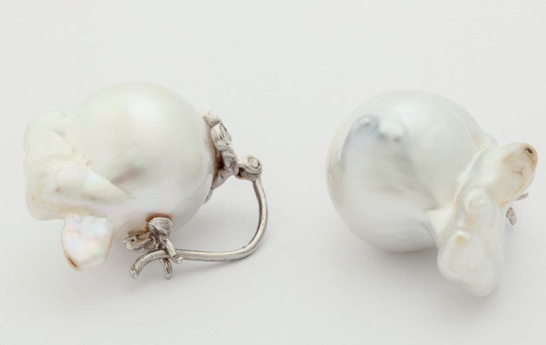Whimsical Baroque South Sea Pearl Earrings In New Condition In TRYON, NC