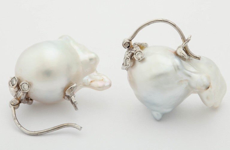 Women's or Men's Whimsical Baroque South Sea Pearl Earrings