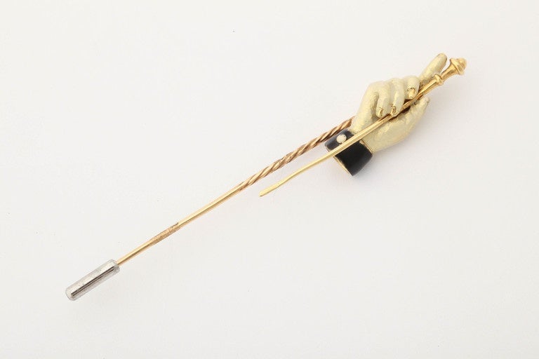 Women's or Men's Elegant Gloved Dressage Hand and Crop Stick Pin For Sale