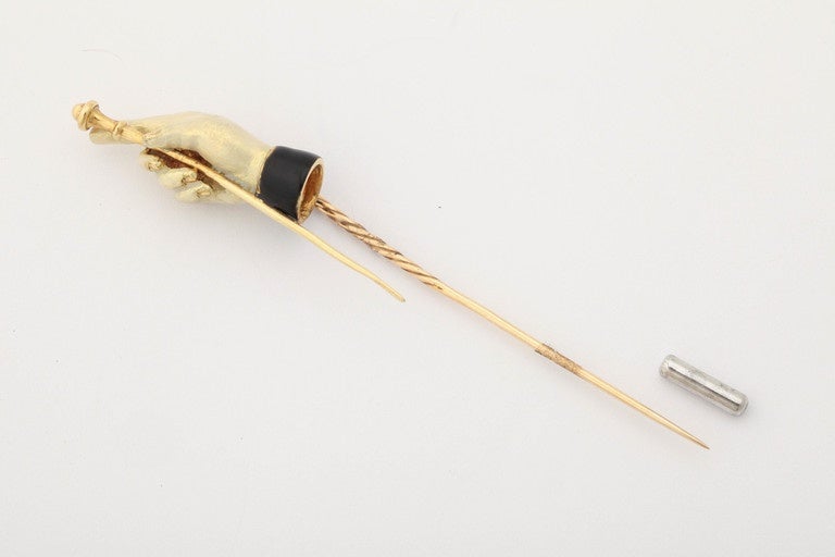 Elegant Gloved Dressage Hand and Crop Stick Pin For Sale 1