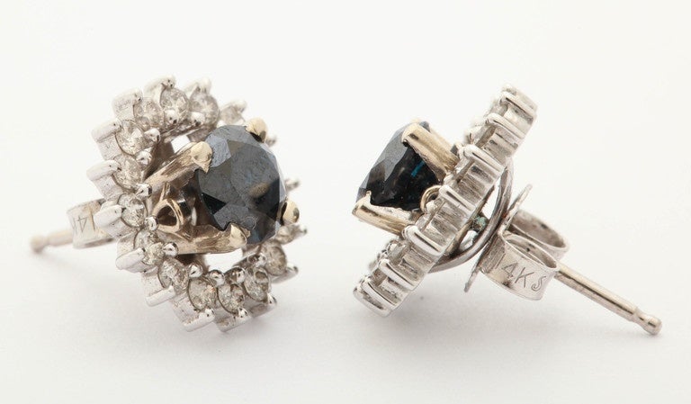 Women's Black Diamond Earring Studs with Diamond Gold Jackets