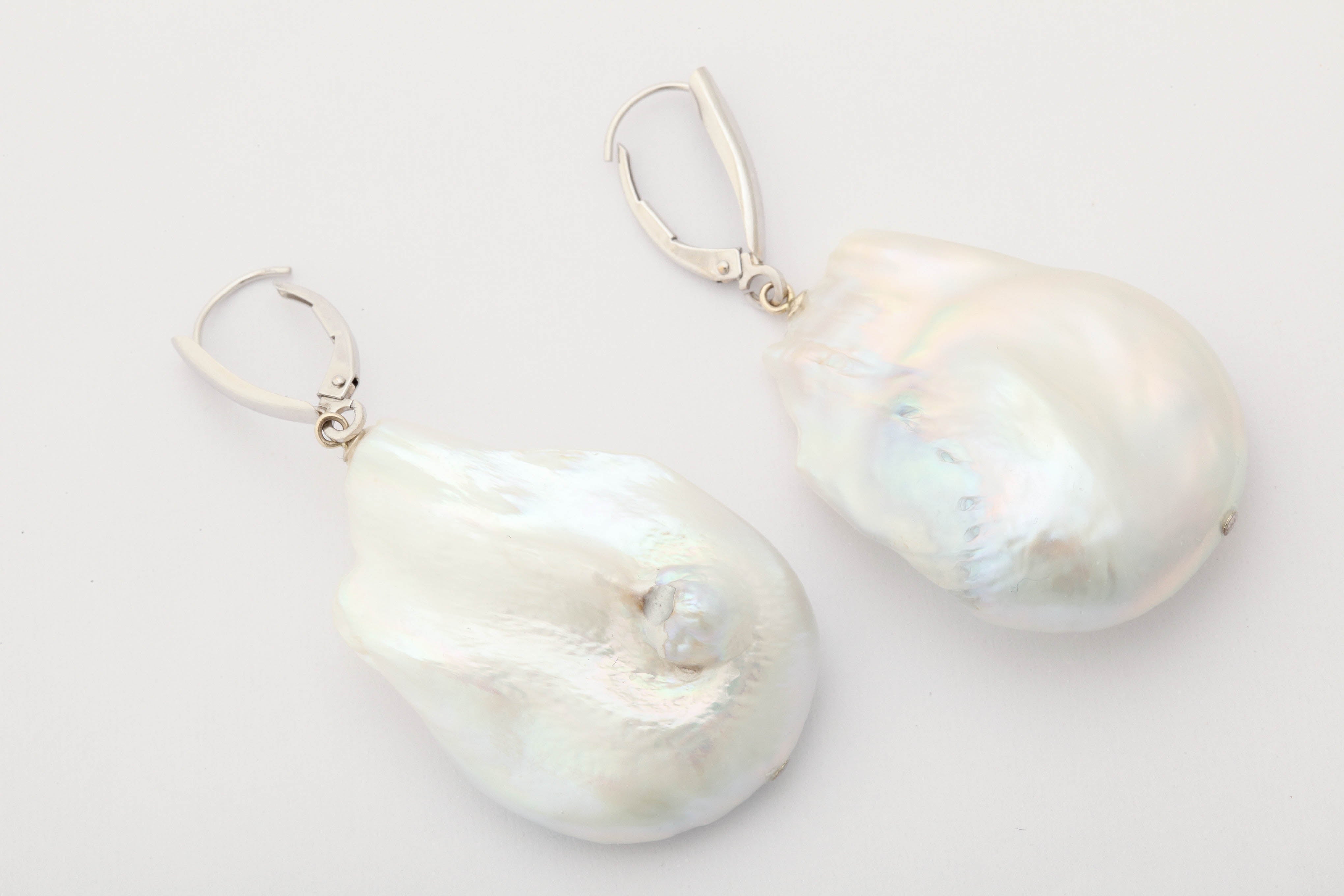 Impressive Extra Large Baroque Pearl Earrings In New Condition In TRYON, NC