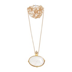 Bergsoe Diamond Rutile Quartz Yellow Gold Monocle Necklace