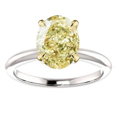 Hugo 
Haan Platinum Gold GIA Certified Oval Yellow Diamond Engagement Ring