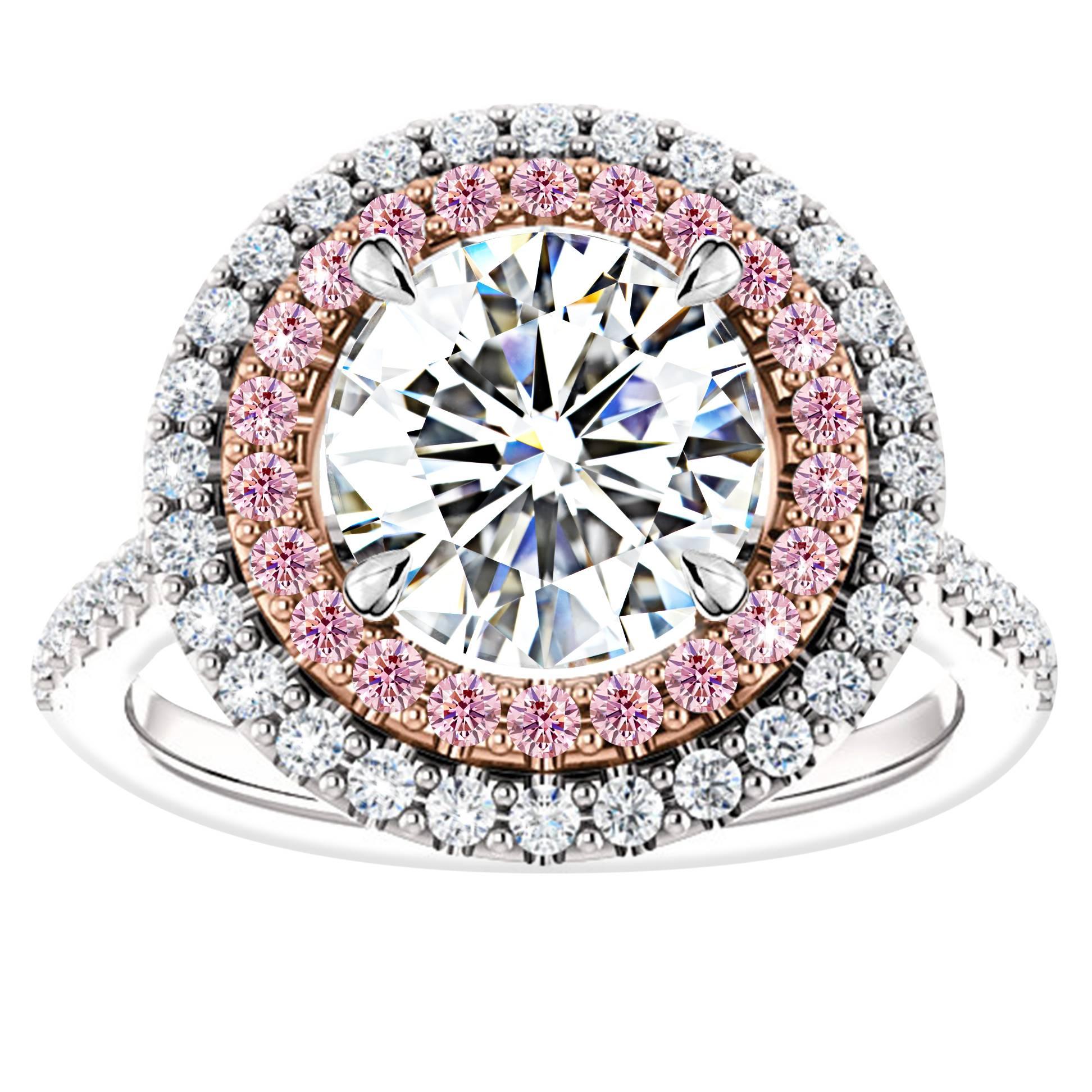 Hugo & Haan Platinum Gold Brilliant Diamond Pink Sapphire Engagement Ring For Sale