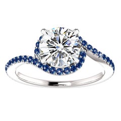 Hugo & Haan Gold GIA Certified Round Brilliant Diamond Sapphire Engagement Ring