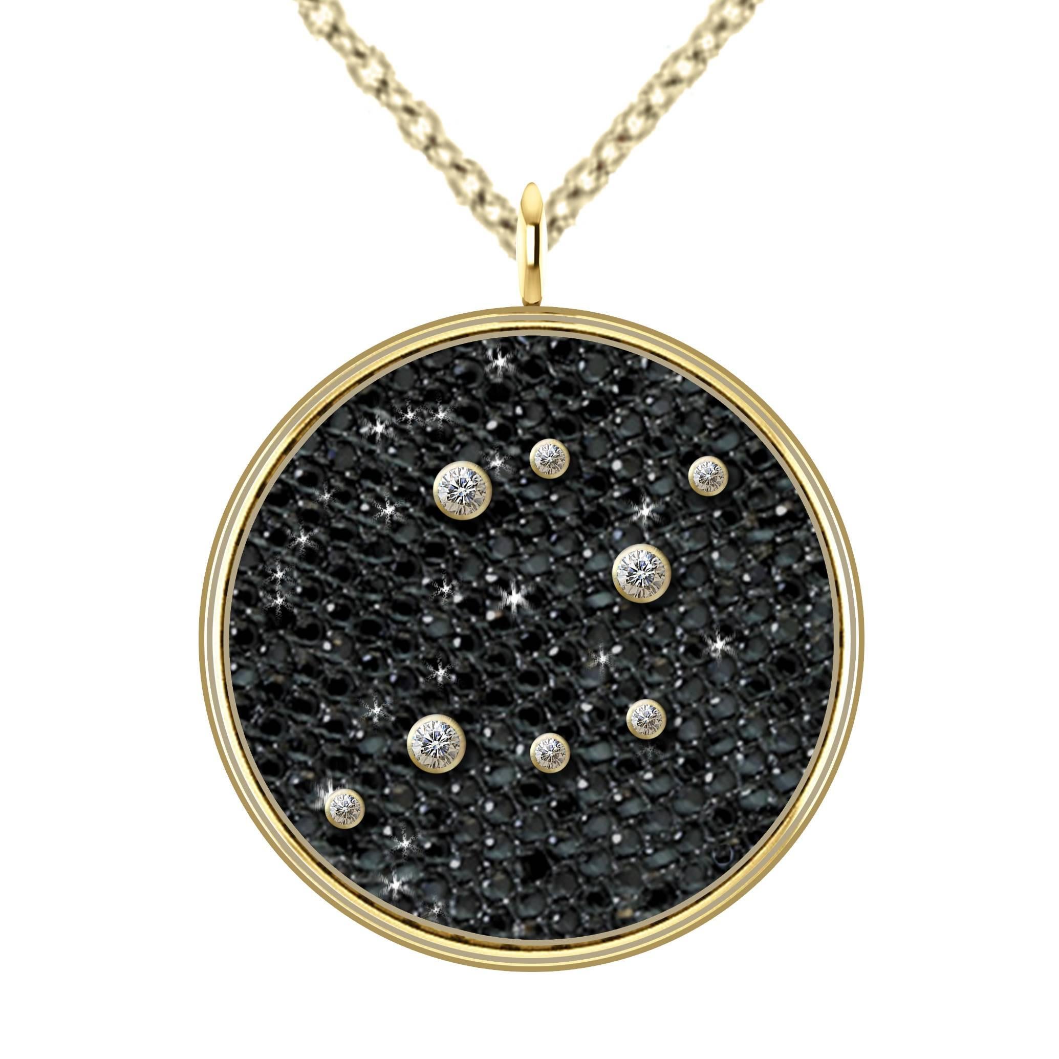 Hugo & Haan Gold Diamond Sagittarius Zodiac Constellation Star Pendant Necklace For Sale
