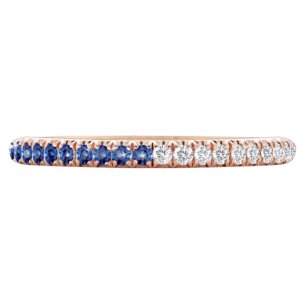 Hugo & Haan Rose Gold Blue Sapphire Diamond Bicolour Ring For Sale