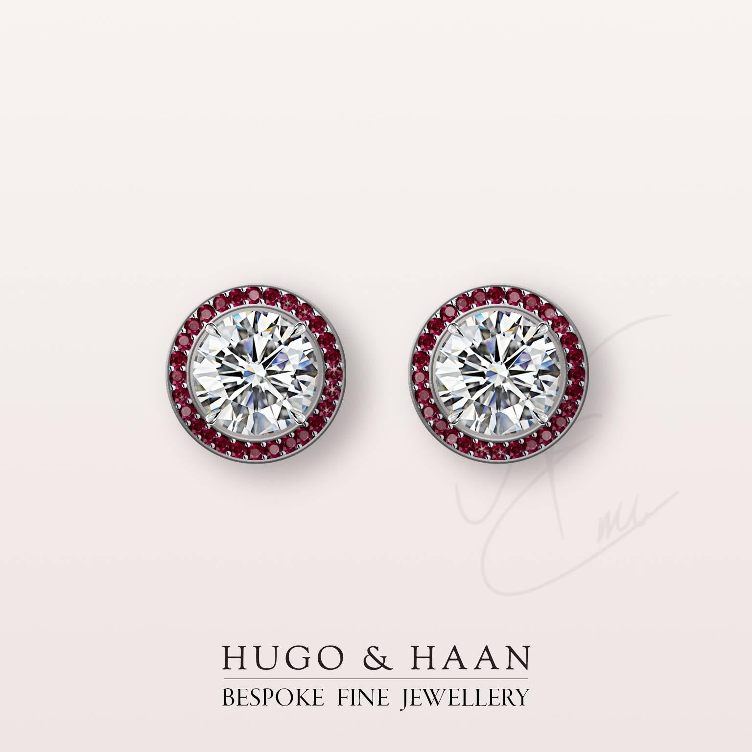 Details:

Material : Platinum
Principle Gemstone : Round Brilliant Cut White Diamond
Other Gemstone : Round Rubies
Total Diamond Carat Weight : over 2 tcw 
Diamonds Certified: Yes - GIA certified
Customizable: Yes

Options to customize: 

Metals