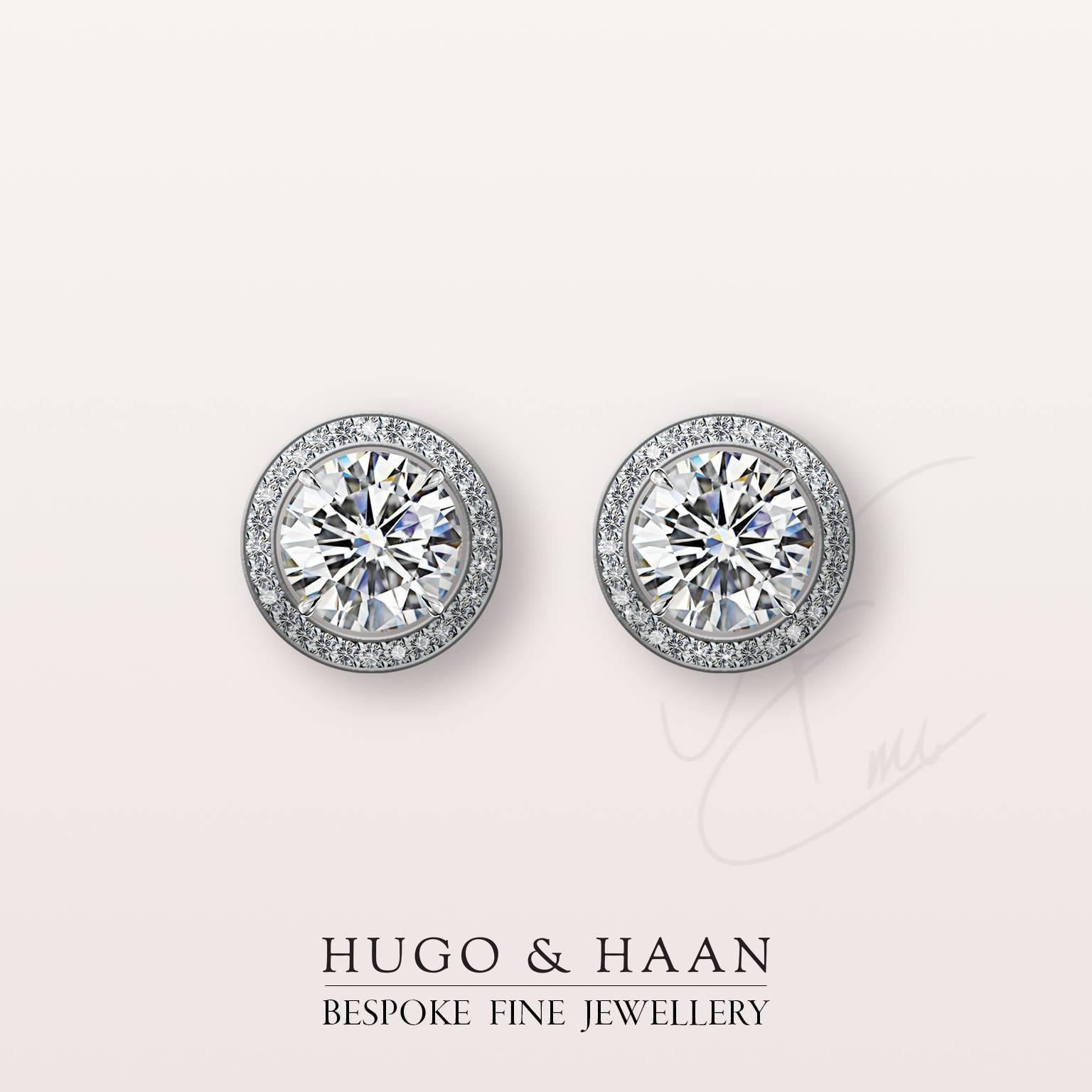 Details:

Material : Platinum
Principle Gemstone : Round Brilliant Cut White Diamond
Other Gemstone : White Diamond Pave
Total Diamond Carat Weight : over 2 tcw 
Diamonds Certified: Yes - GIA certified
Customizable: Yes

Options to customize: