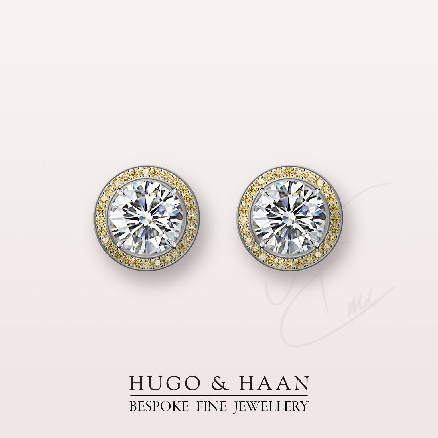 Details:

Material : Platinum
Principle Gemstone : Round Brilliant Cut White Diamond
Other Gemstone : Round Yellow Sapphires
Total Diamond Carat Weight : over 2 tcw 
Diamonds Certified: Yes - GIA certified
Customizable: Yes

Options to customize: