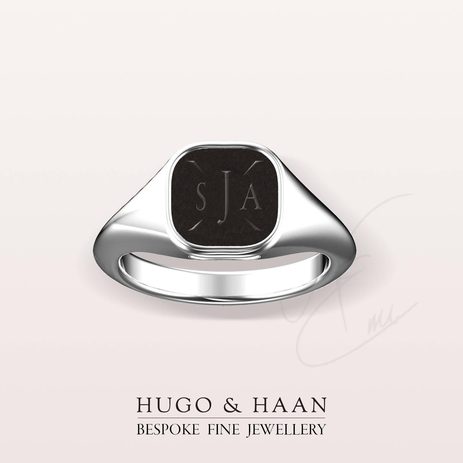 Details:

Material : 18k White Gold
Principle Gemstone : Black Agate
Other Gemstone : -
Customizable: Yes

Options to customize: 

Metals available : Platinum, 18kt Yellow Gold or 18kt White Gold
Gemstones Available : All that can be carved and is