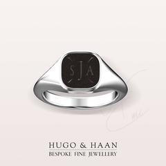 Hugo & Haan White Gold Initial Signet Ring
