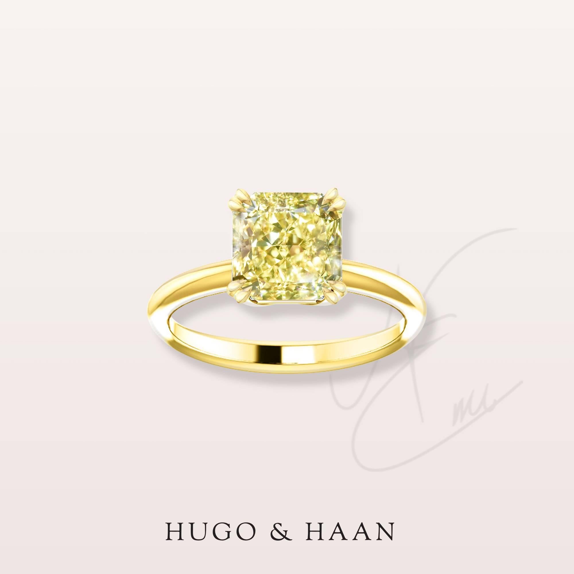 Details:

Material : 18k Yellow Gold
Principle Gemstone : Radiant Cut Yellow Diamond
Other Gemstone : -
Total Diamond Carat Weight : over 1 tcw 
Diamonds Certified: Yes - GIA certified
Customizable: Yes

Options to customize: 

Metals available :