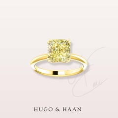Hugo & Haan Gold GIA Certified Radiant Cut Yellow Diamond Engagement Ring
