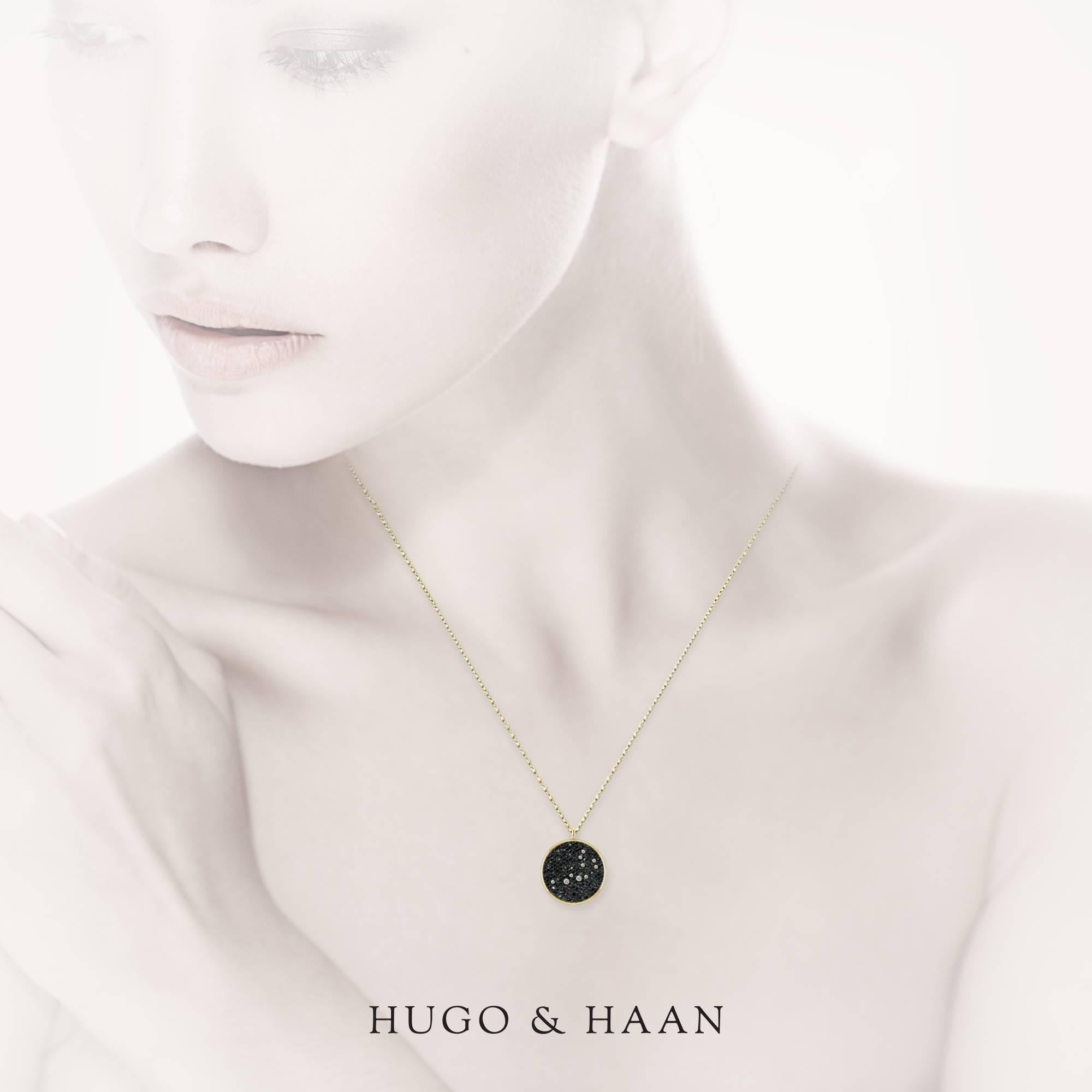 Hugo & Haan Gold Diamond Aquarius Zodiac Constellation Star Pendant Necklace In New Condition For Sale In London, GB