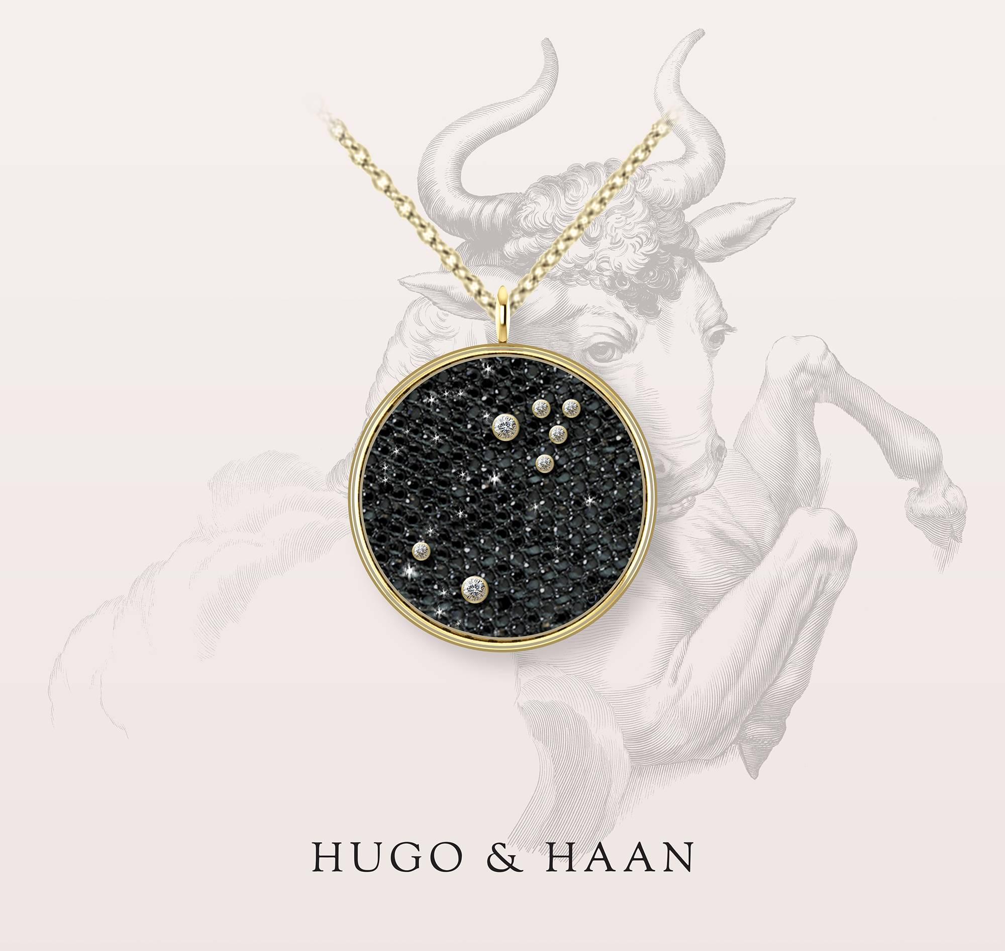 Details:

Material : 18k Yellow Gold
Principle Gemstone : Brilliant Cut White Diamonds
Other Gemstone : Black Diamond Pave
Customizable: Yes - we can create any star constellation

Options to customize: 

Metals available : Platinum /18kt Yellow