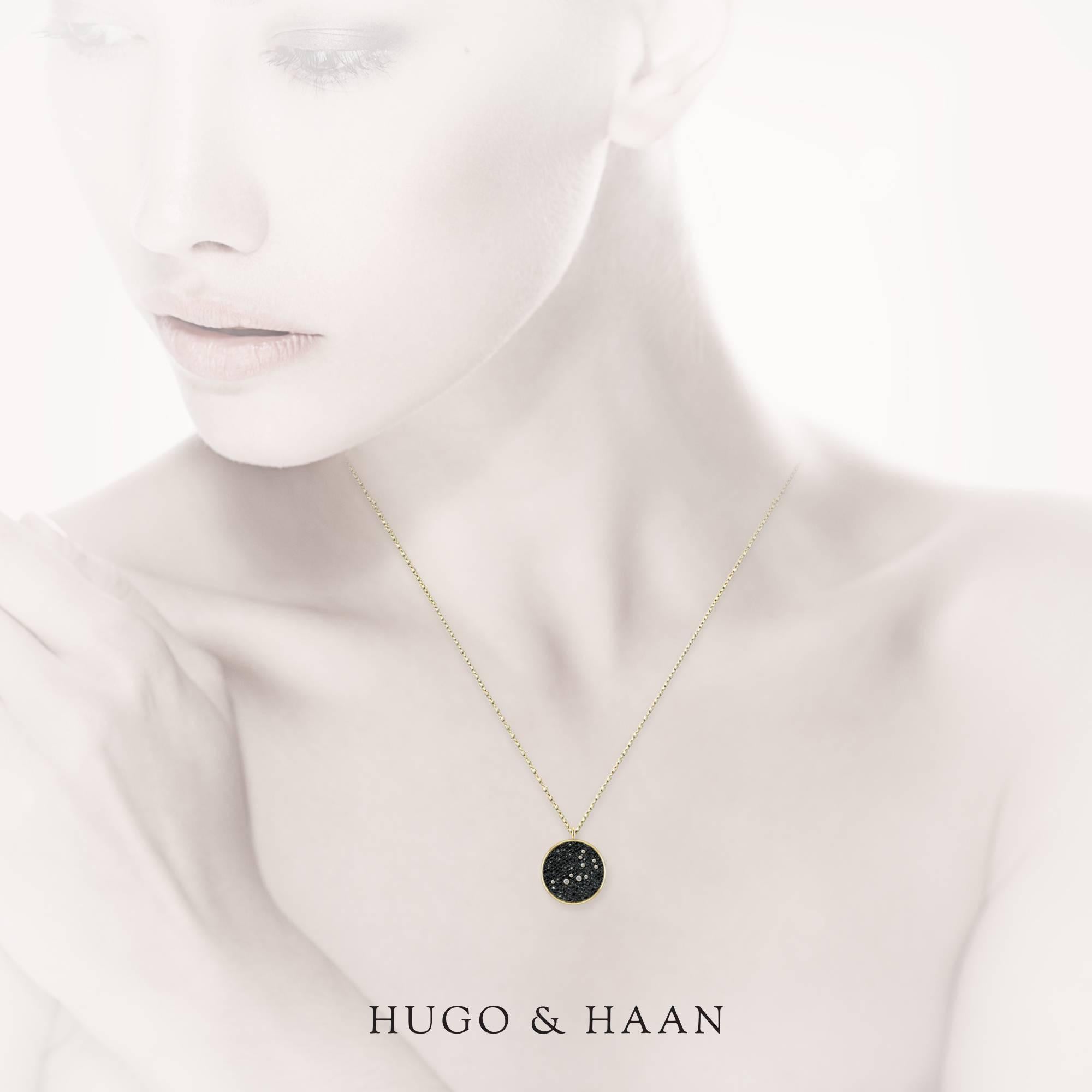 Hugo & Haan Gold Diamond Taurus Zodiac Constellation Star Pendant Necklace In New Condition For Sale In London, GB