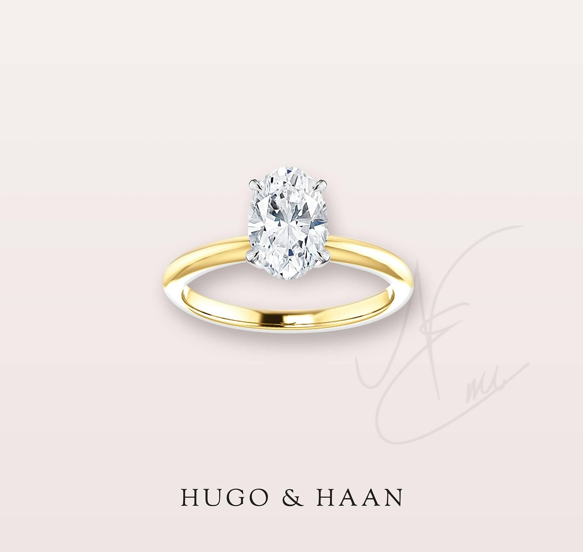 Details:

Material : 18k Yellow Gold and Platinum
Principle Gemstone : GIA Certified 1.05ct Oval Brilliant Cut Diamond (F colour/ VVS1 clarity)
Customizable: Yes

Options to customize: 

Metals available : Platinum /18kt Yellow Gold / 18kt White