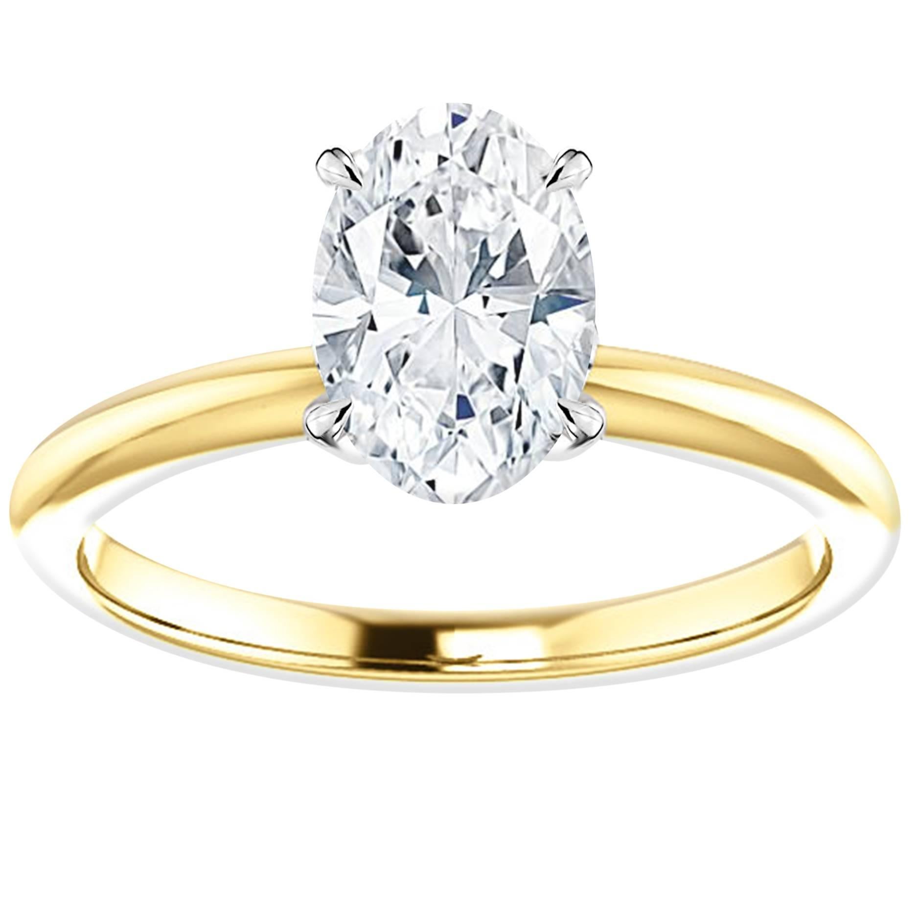 Hugo & Haan Platinum Gold 1.05 Carat Oval Diamond Solitaire Engagement Ring For Sale