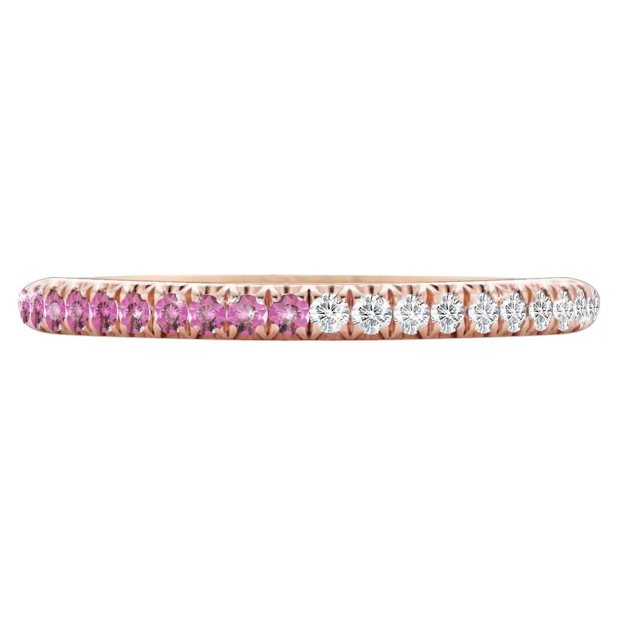 Hugo & Haan Rose Gold Pink Sapphire Diamond Bicolor Ring For Sale