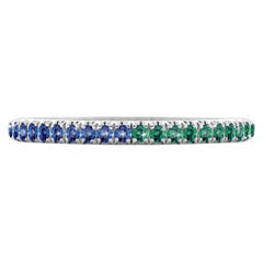Hugo & Haan White Gold Blue Sapphire Emerald Bicolour Ring