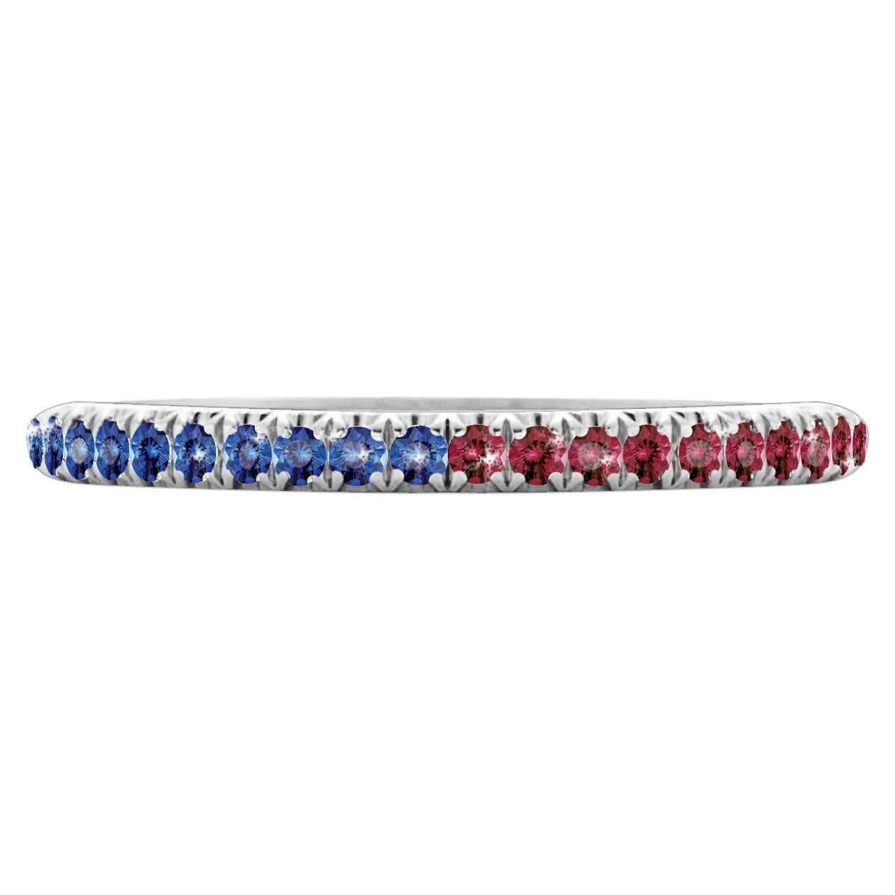 Hugo & Haan White Gold Blue Sapphire Ruby Bicolour Ring For Sale