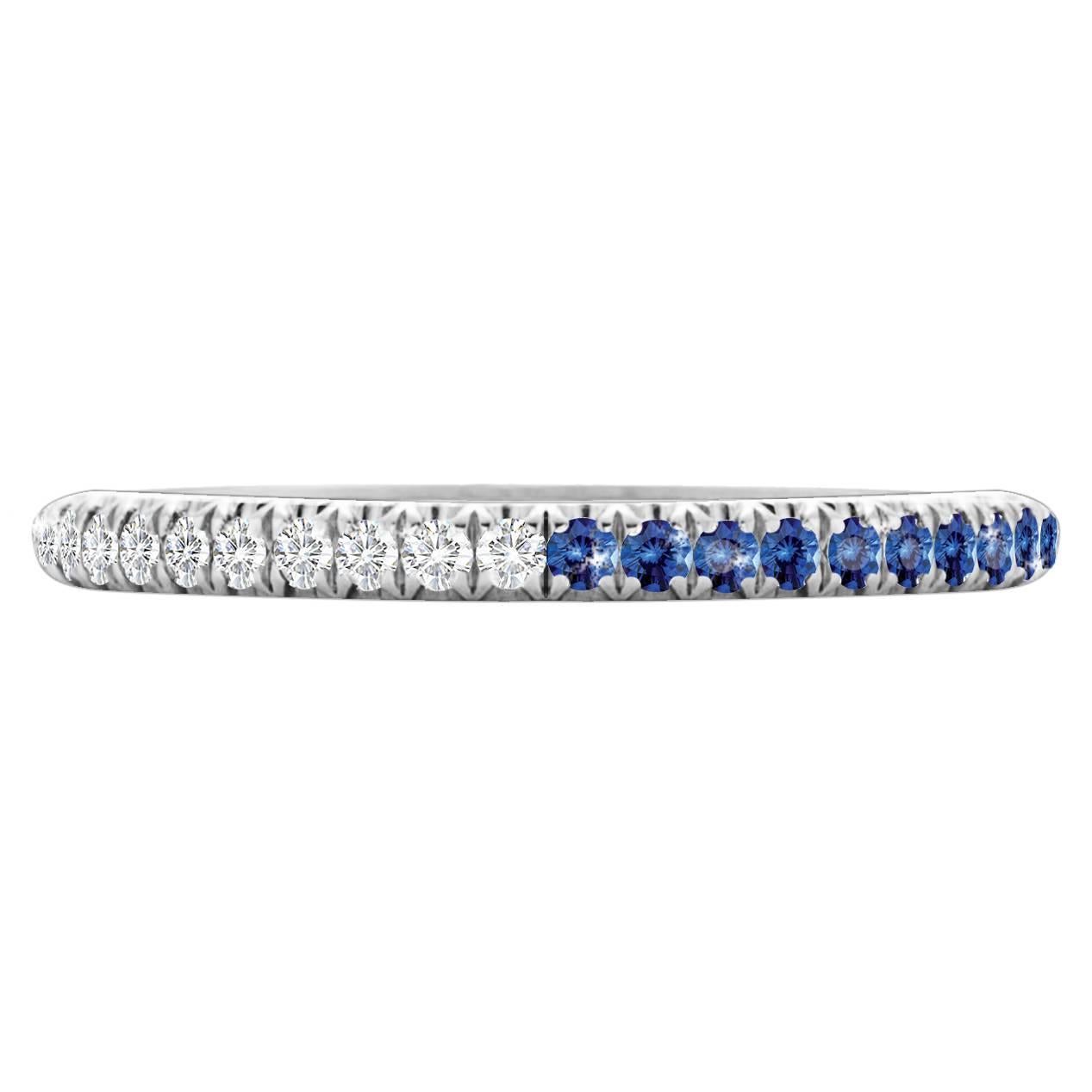 Hugo & Haan White Gold Blue Sapphire Diamond Bicolour Ring For Sale