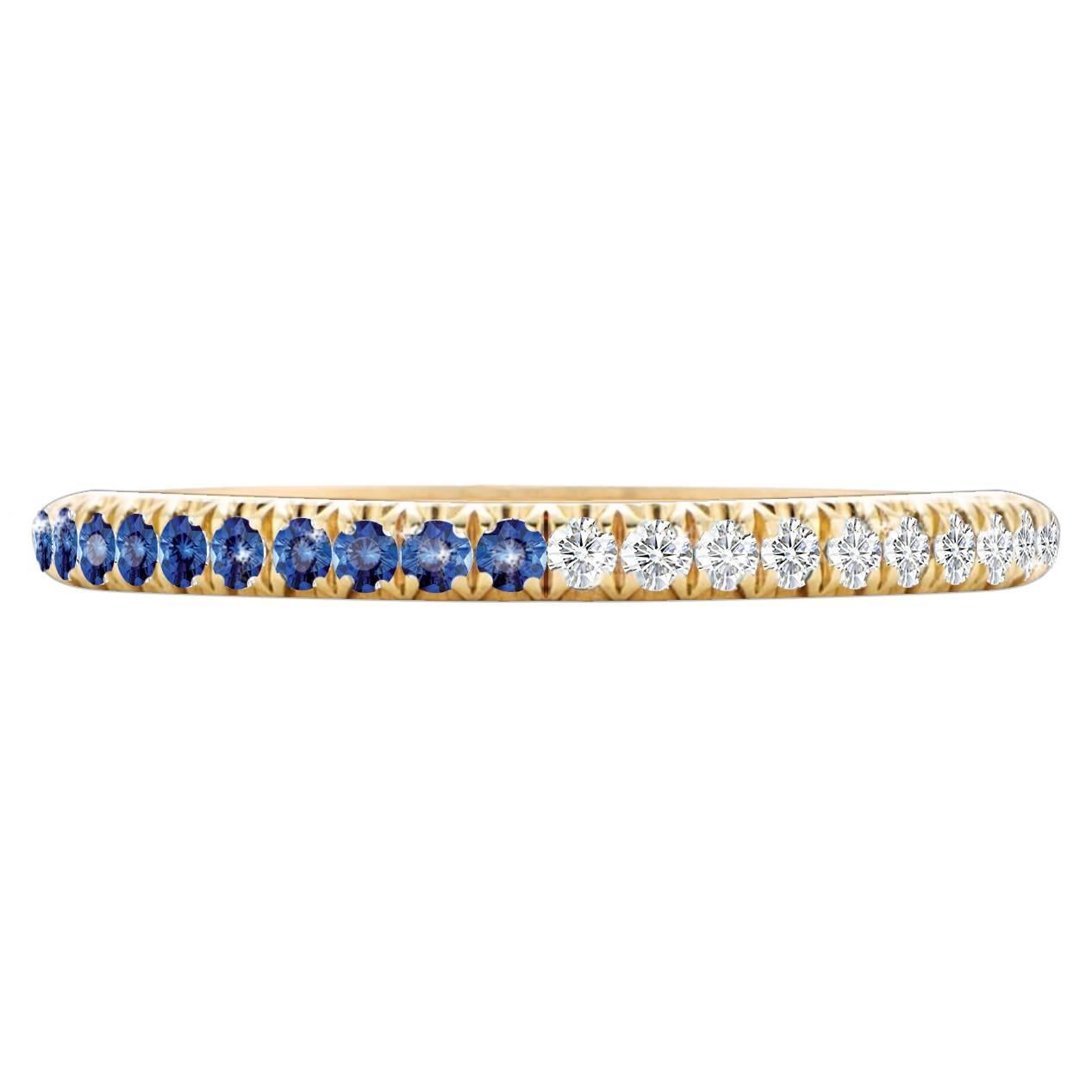 Hugo & Haan Yellow Gold Blue Sapphire Diamond Bicolor Ring For Sale