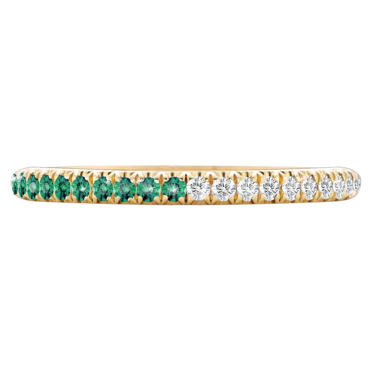 Hugo & Haan Yellow Gold Emerald Diamond Bicolour Ring For Sale