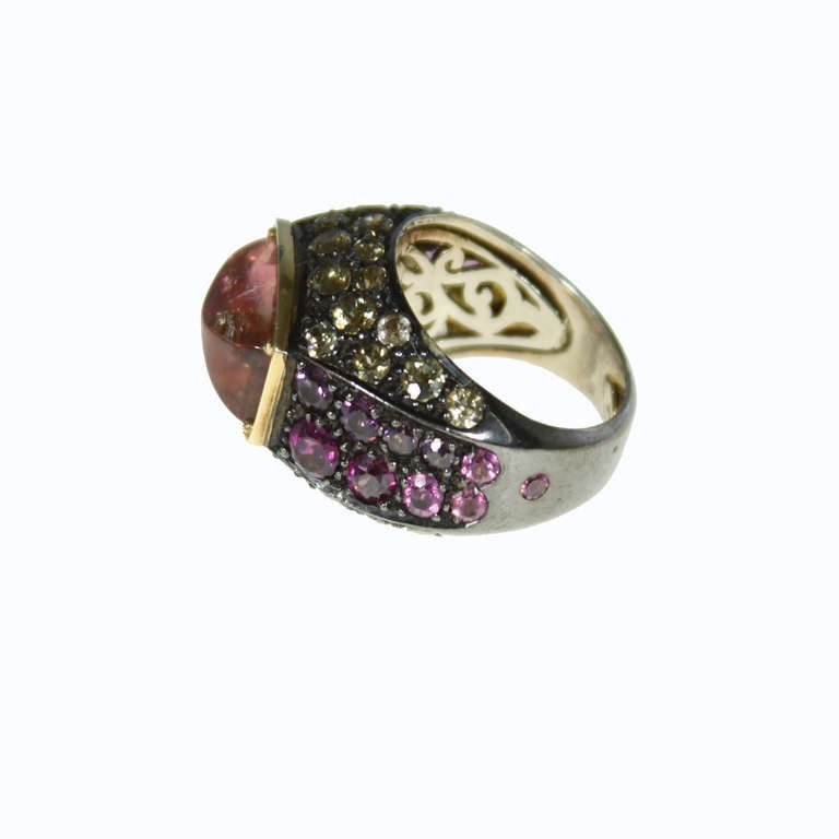 Watermelon Sugar Loaf Tourmaline with Sapphires