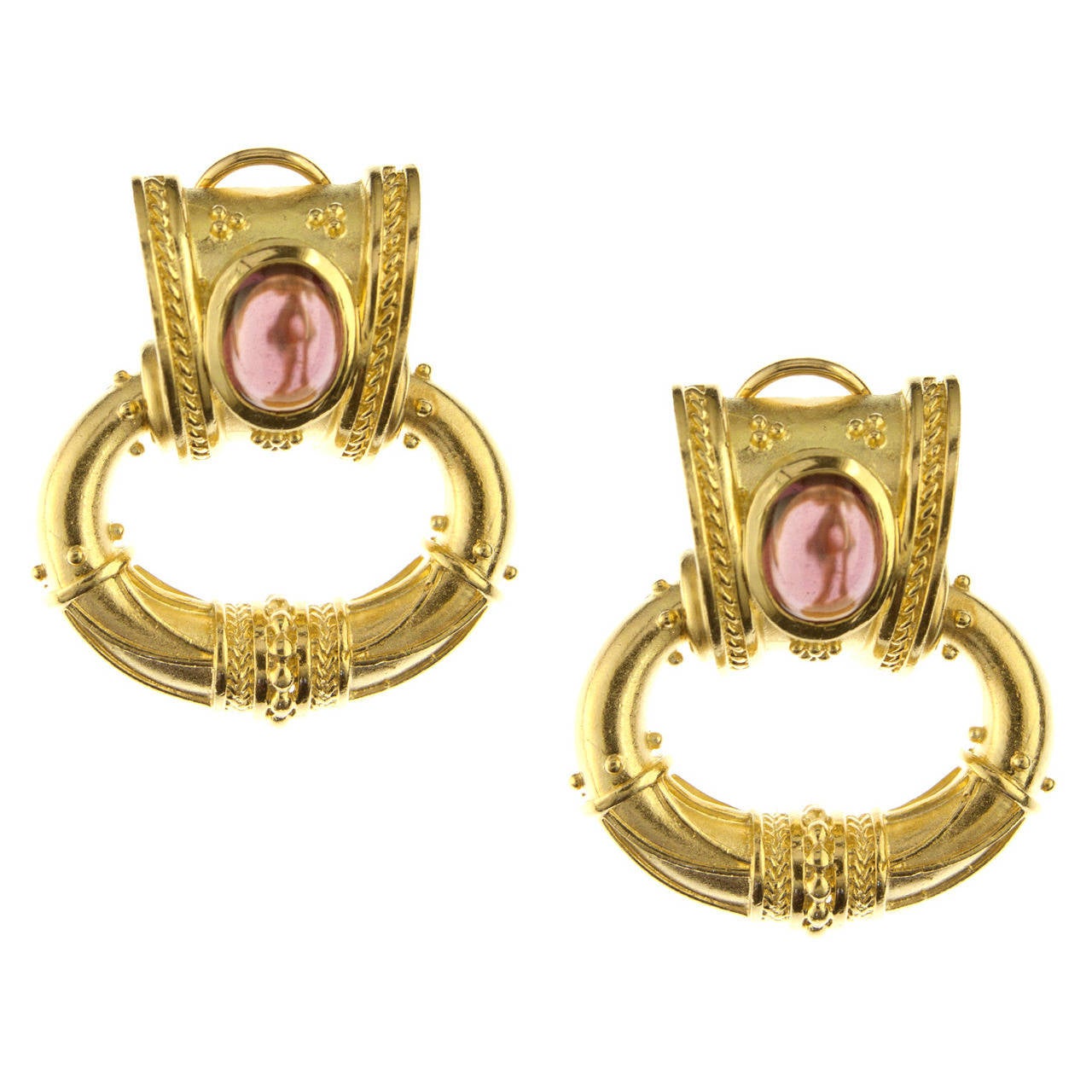 SeidenGang Pink Tourmaline Gold Earrings For Sale